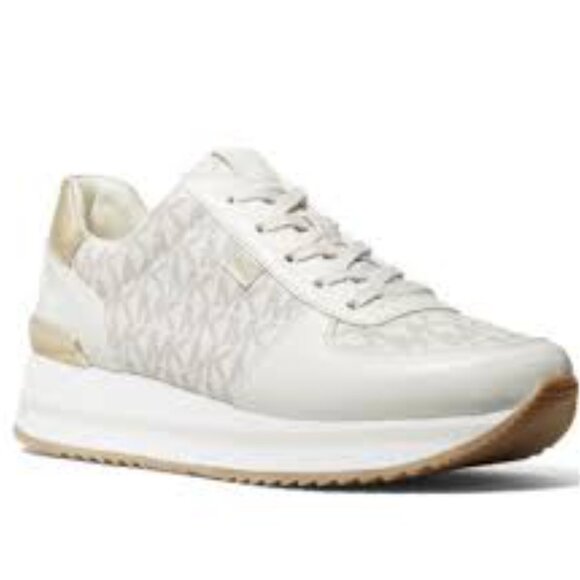 MICHAEL KORS Women's MK Logo Monique Trainer Platform Sneakers Cream Size 9 NEW - Picture 1 of 11